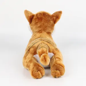 Vue arrière d'une peluche de thylacine réaliste montrant des rayures