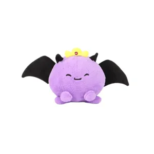 Peluche Eggchan violette adorable avec ailes noires et couronne jaune pour décoration