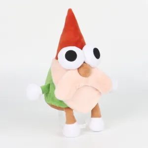 Vue de face de la peluche personnage Gnome Show Willem sur un support d'exposition
