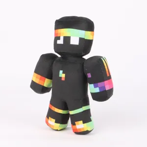 Detail des ClownPierce Minecraft Plüschtiers mit bunten Pixelmustern auf Schwarz