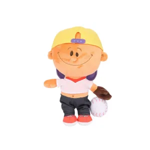 Niedliche Backyard Baseball Plüschfigur mit Baseballhandschuh und gelber Kappe Sammelpuppe