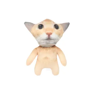 Poupée en peluche El Gato Meow Meow avec impression de visage de chat réaliste sur corps doux