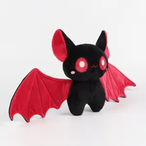 Schattige zwart-rode vleermuis knuffel voor Halloween decoratie in dark style cadeau