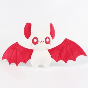 Schattige wit-rode gothic vleermuis knuffel ideaal voor Halloween decoratie en cadeaus.