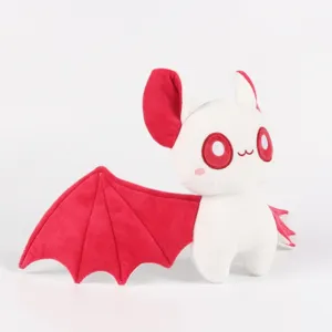 Schattige rood-witte Halloween vleermuis knuffel karakter pop zijaanzicht detailfoto