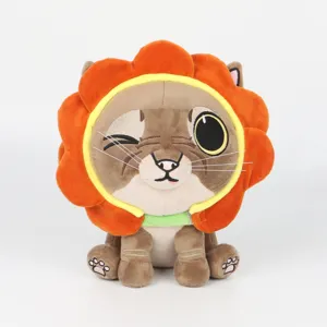 Cute Flower Cat Plush Toy Stuffed Animal Doll Soft Fluffy Kitty Figure Pillow Companion Gift for Kids and Adults
