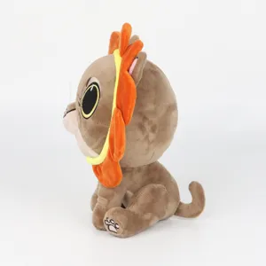 Side view profile of a Flower Lady Gumbus plush toy with an orange flower petal mane