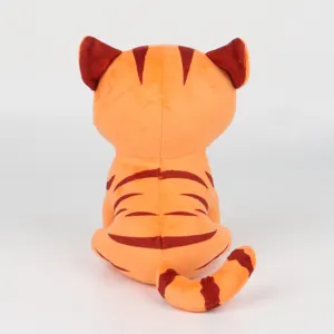 Back view detail of orange striped Lofi Cat plush toy showing soft velvet texture