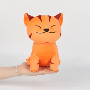 Detailed macro view of an orange Lofi Cat plush toy held in hand to show size and texture