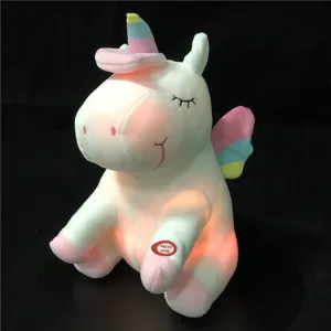 Juguete de Peluche de Unicornio con Luz LED Lindo Animal de Peluche Suave
