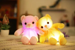 Zachte LED gloeiende teddybeer knuffel in roze en gele kleuren voor kindercadeaus