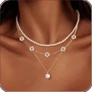 Elegant Legierung Künstliche Perle Mehrlagig Choker Halskette Set Für Damen Vintage Damenhaft Blume Schmetterling Anhänger Stapelbar Schmuck