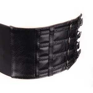 Mujer ancho cinturón corsé negro elástico cintura con hebillas metálicas moda gótica.