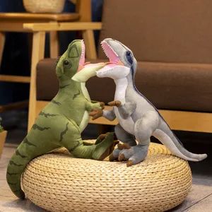 Ρεαλιστικά λούτρινα δεινοσαύρων T-Rex και Raptor σε υφαντό σκαμπό για παιδιά δώρο