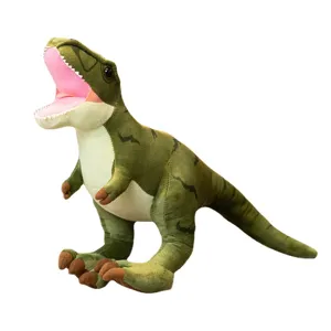 Μαλακό πράσινο βελούδινο παιχνίδι Tyrannosaurus Rex με ανοιχτό στόμα για παιδιά