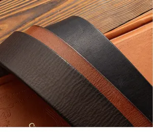 Men genuine leather belt top layer cowhide classic casual retro strap detailed view