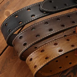 Men's leather belt hollow casual design versatile fashion jeans trousers soft strap