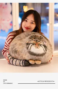 Cute Pallas's cat plush pillow toy soft animal doll living room sofa cute cushion decor.