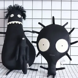 Bambola di Peluche Nera Scura e Bizzarra Simpatico Giocattolo Gotico Peluche Morbido Ciondolo Figura Animale Regalo di Compleanno
