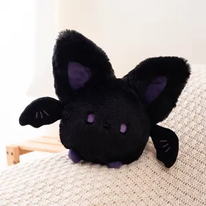 Adorable round black and purple bat plush toy perfect for Halloween decoration and gifts