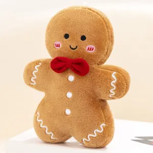 Peluche Bonhomme de Pain d'Épices de Noël Poupée Rembourrée Douce Peluche Courte Cartoon Décoration de Fête Cadeau Pour Enfants Et Adultes