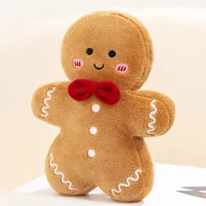 Mignonne peluche bonhomme en pain d'épices caramel pour décoration de Noël et cadeau idéal.