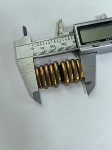 Metal belt buckle replacement component, electroplated gold finish, precise measurement.