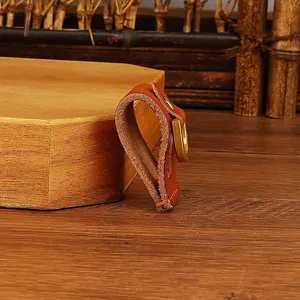 Handmade genuine leather belt key holder vintage style key clip for men brown color key ring accessory