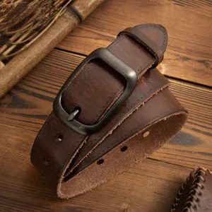 Men's genuine leather retro casual pin buckle belt top layer cowhide trousers belt main