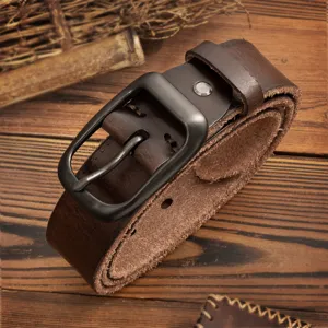 Men's genuine leather belt retro casual top layer cowhide metal pin buckle trousers strap