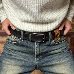 Leather belt key holder waist clip accessory, durable genuine leather key hook for men.