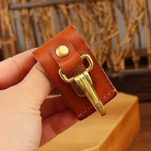 Genuine Leather Belt Key Holder Vintage Heavy Duty Cowhide Key Ring Clip Organizer For Men Women Bag Accessories