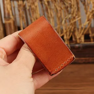Brown leather belt clip key holder sleeve, durable key loop waist accessory for daily use.
