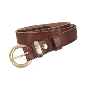 Korean top-layer cowhide leather belt for women, elegant thin waist belt, chic dress accessory.
