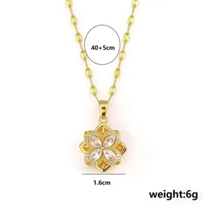 Detailed dimensions and weight of gold-plated titanium steel flower pendant necklace