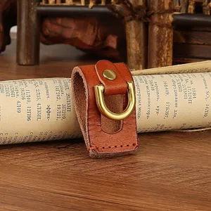 Handmade genuine leather belt loop key holder with brass D-ring for men daily use.