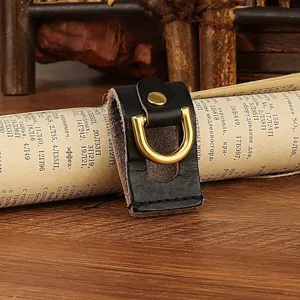 Handmade genuine leather belt loop key holder with brass d-ring, vintage style men accessory.