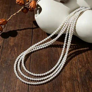 Collier de Perles d'Eau Douce Naturelles Style Vintage Français Minimaliste Élégant Chaîne de Clavicule Bijoux de Mode pour Femmes