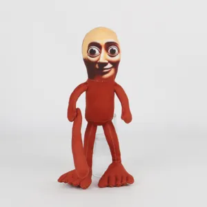 Vista macro dettagliata della virale bambola di peluche rossa Tung Tung Tung Sahur meme