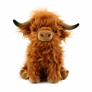 Vache des Highlands en Peluche Réaliste Jouet Vache Écossaise Simulation à Poils Longs pour Décoration Cadeau Enfant