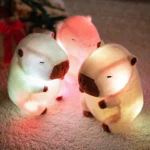 LED Lichtgevend Capibara Pluche Speelgoed Schattig Gevuld Dier Nachtlampje Pop Zacht Korte Pluche Kinderen