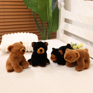 Simulation Réaliste Ours en Peluche Animal en Peluche Doux Ours Polaire Ours Brun Ours Noir Assis Debout Poupée Animale Décoration Maison Cadeau