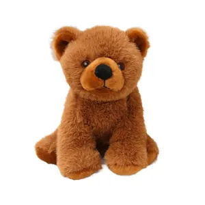 Peluche d'ours brun réaliste avec fourrure douce pour décoration de chambre d'enfant