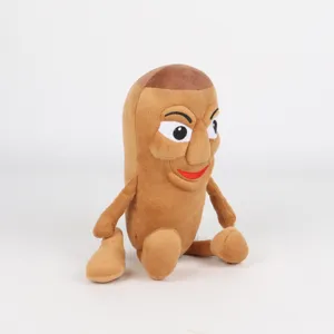 Vista laterale del peluche marron Tung Tung Tung Sahur con tratti del viso unici