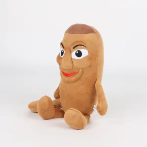 Vista dettagliata del peluche Sahur seduto con un grande naso e capelli castani