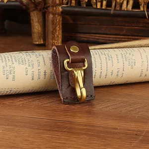 Leather key holder belt clip metal hook retro belt key ring accessory for daily use