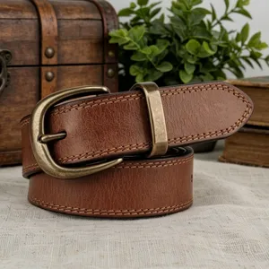 Women's Retro Casual Genuine Leather Belt Vintage Top Layer Cowhide Waistband With Copper Pin Buckle Fashion Accessories