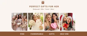 Lifestyle-Bilder von Frauen, die elegante Perlenketten als Geschenk erhalten