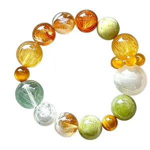 Exquisites Perlenarmband aus natürlichem Citrin und grünem Fluorit für modische Damen