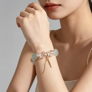 Natürliches Weißer Kristall Grüner Fluorit Armband Für Damen Leichter Luxus Perlenarmband Eleganter Edelstein Schmuck Handschnur